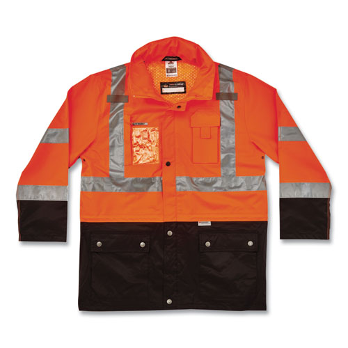 GloWear 8386 Class 3 Hi-Vis Outer Shell Jacket, Polyester, Large, Orange, Ships in 1-3 Business Days