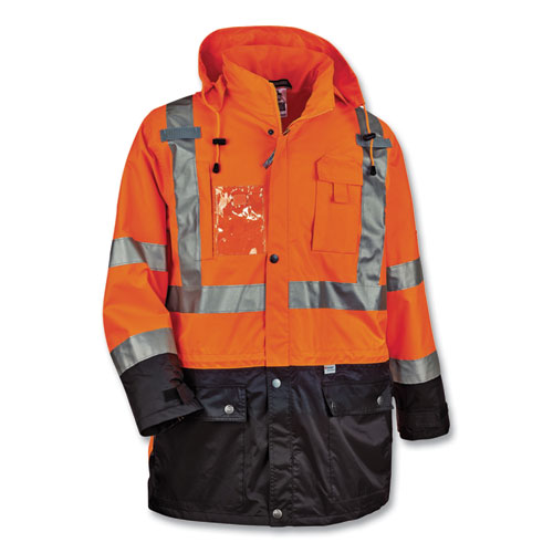 GloWear 8386 Class 3 Hi-Vis Outer Shell Jacket, Polyester, 4X-Large, Orange, Ships in 1-3 Business Days