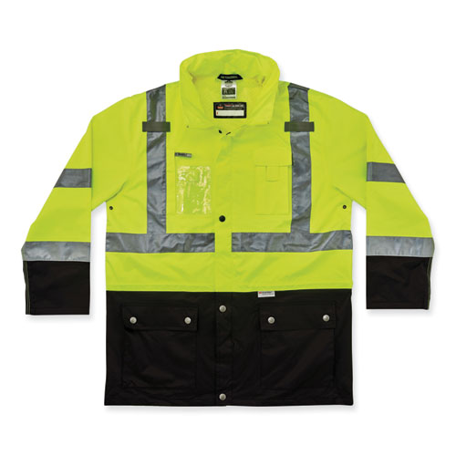 GloWear 8386 Class 3 Hi-Vis Outer Shell Jacket, Polyester, X-Large, Lime, Ships in 1-3 Business Days