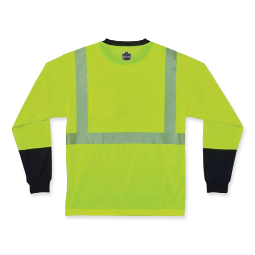 GloWear 8281BK Class 2 Long Sleeve Shirt with Black Bottom, Polyester, 3X-Large, Lime, Ships in 1-3 Business Days