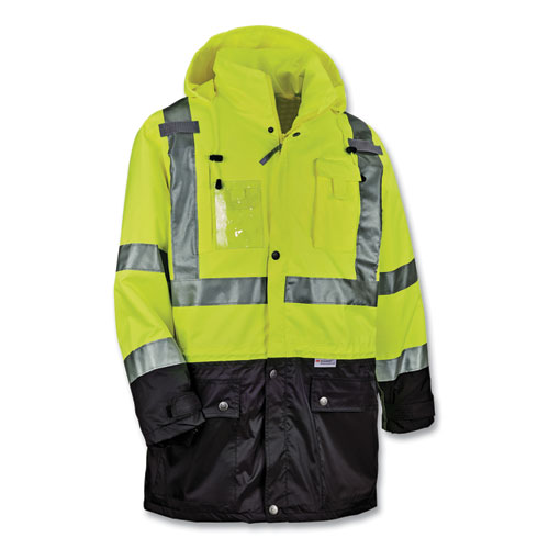 GloWear 8386 Class 3 Hi-Vis Outer Shell Jacket, Polyester, Large, Lime, Ships in 1-3 Business Days