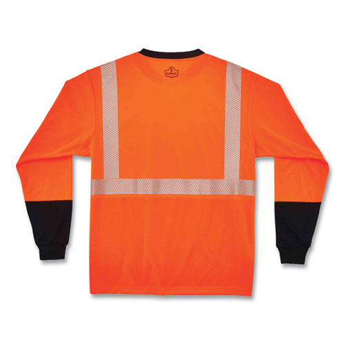 GloWear 8281BK Class 2 Long Sleeve Shirt with Black Bottom, Polyester, 3X-Large, Orange, Ships in 1-3 Business Days