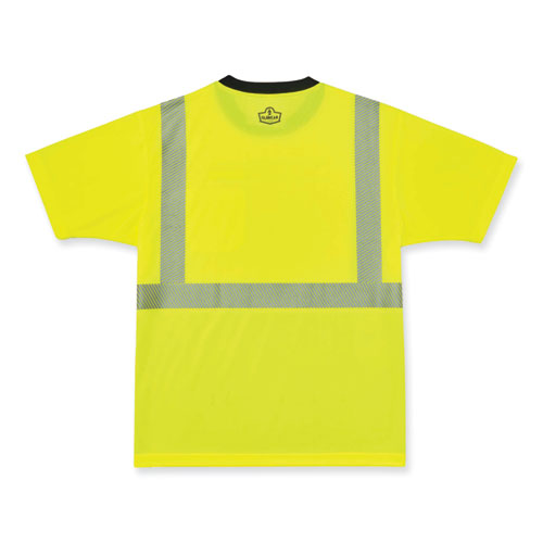 GloWear 8280BK Class 2 Performance T-Shirt with Black Bottom, Polyester, Large, Lime, Ships in 1-3 Business Days