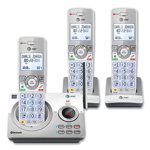 Image of At&T® Connect To Cell Dl72310 Cordless Telephone, Base And 2 Additional Handsets, White/Silver