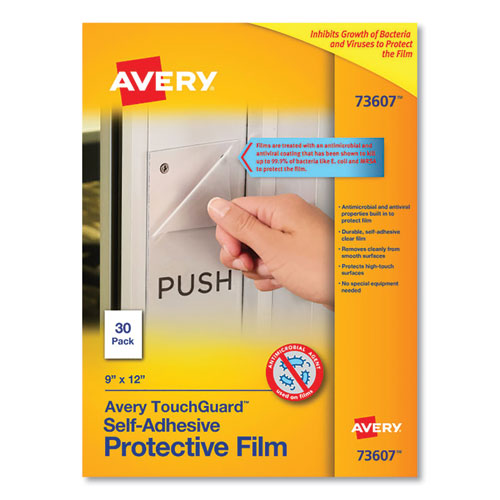 TouchGuard Protective Film Sheet, 9" x 12", Matte Clear, 30/Pack