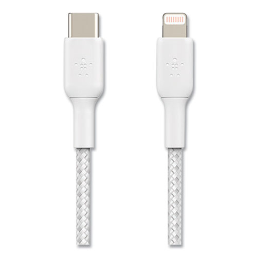 BOOST CHARGE Braided Lightning to USB-C ChargeSync Cable, 3.3 ft, White