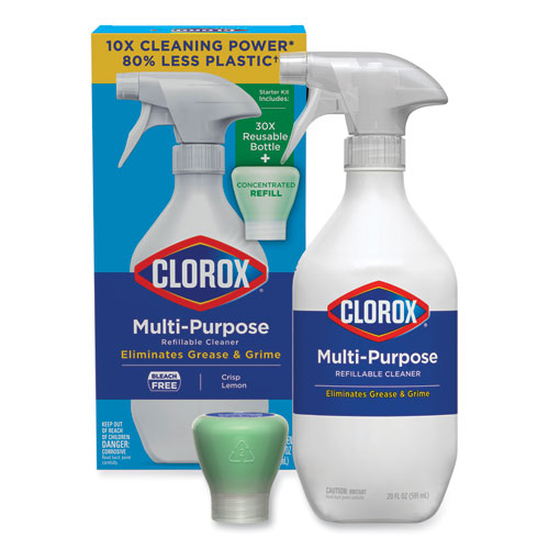 Image of Clorox Multipurpose Degreaser Cleaner Refillable Starter Kit, Crisp Lemon Scent