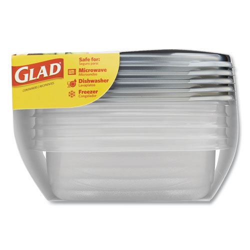 Image of Glad® Home Collection Food Storage Containers With Lids, Medium Square, 25 Oz, Clear/Metallic, Plastic, 5/Pack