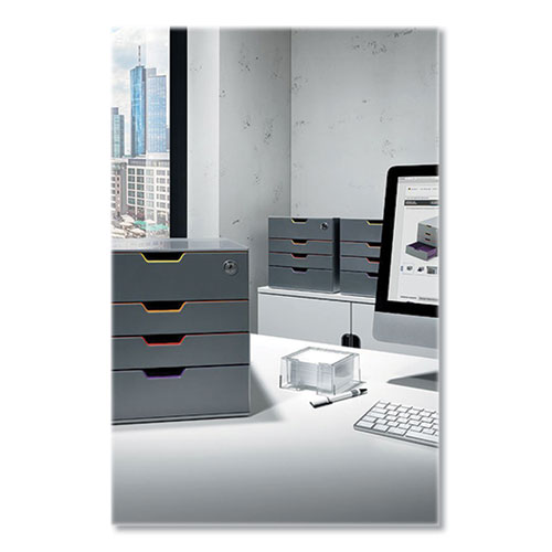 VARICOLOR Stackable Plastic Drawer Box, 4 Drawers (Top Locking), Letter to Folio Size Files, 11.5" x 14" x 11", Gray
