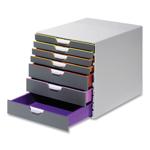 VARICOLOR Stackable Plastic Drawer Box, 7 Drawers, Letter to Folio Size Files, 11.5" x 14" x 11", Gray