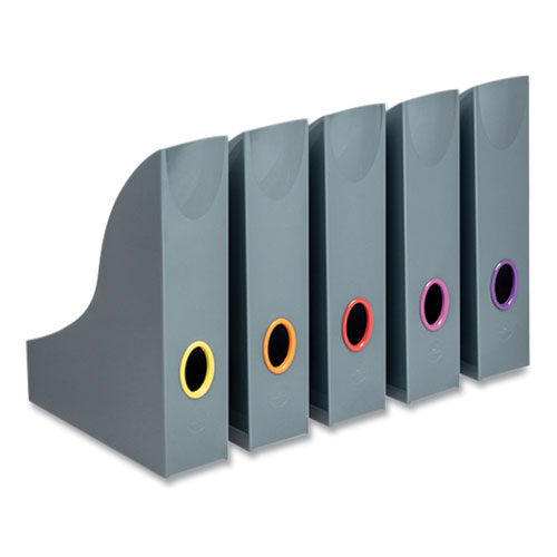 Durable® Varicolor Plastic Magazine Racks, 2.88W X 9.5D X 12H, Gray/Multicolor, 5/Pack