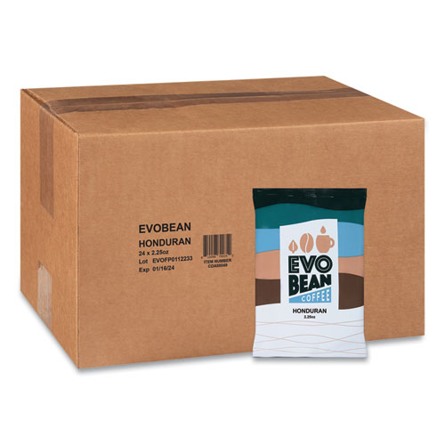 Image of Evo Bean Coffee Ground Fraction Packs, Honduran, 2.25 Oz, 24/Carton