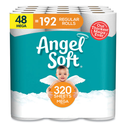 Mega Toilet Paper, Septic Safe, 2-Ply, White, 320 Sheets/Roll, 48 Rolls/Pack