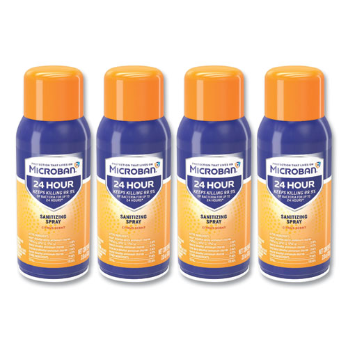 Microban® 24-Hour Disinfectant Sanitizing Spray, Fresh Scent, 12.5 oz Aerosol Spray, 6/Carton