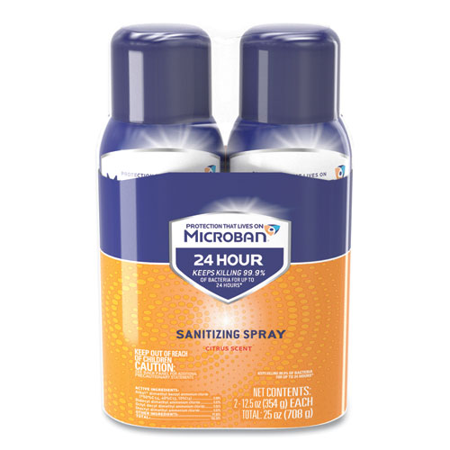 Microban® 24-Hour Disinfecting Sanitizing Spray, Citrus Scent, 12.5 oz Aerosol Spray, 2/Pack