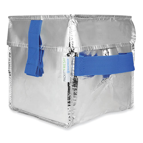 Image of Packit® Fresh Eco Freeze Ice Cream Tote, 8.5 X 8 X 9, Silver/Blue, 6/Carton
