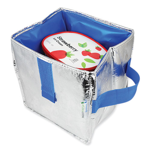 Image of Packit® Fresh Eco Freeze Ice Cream Tote, 8.5 X 8 X 9, Silver/Blue, 6/Carton