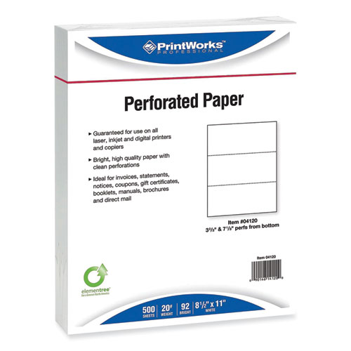 Perforated and Punched Paper, 20 lb Bond Weight, 8.5 x 11, White, 500/Ream, 5 Reams/Carton