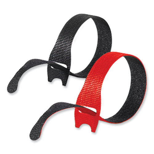 Image of Velcro® Brand One-Wrap Ties And Straps, 0.5" X 8", Black;Red, 100/Pack