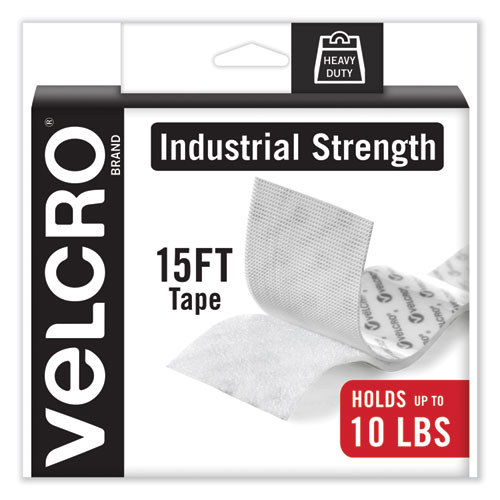 VELCRO® Brand Industrial-Strength Heavy-Duty Fasteners with Dispenser Box, 2" x 15 ft, White