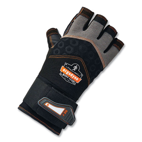 ProFlex 910 Half-Finger Impact Gloves + Wrist Support, Black, Small, Pair, Ships in 1-3 Business Days