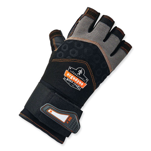 ProFlex 910 Half-Finger Impact Gloves + Wrist Support, Black, X-Large, Pair, Ships in 1-3 Business Days