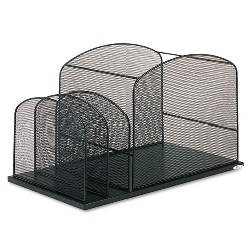 Image of Safco® Onyx Mesh Desktop Hanging File With Two Upright Sections, 3 Sections, Letter Size, 11.5" Long, Black