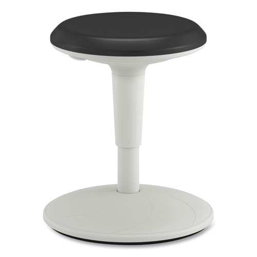 HON® Revel Adjustable Height Fidget Stool, Backless, Supports Up to 250 lb, 13.75" to 18.5" Seat Height, Charcoal Seat, White Base