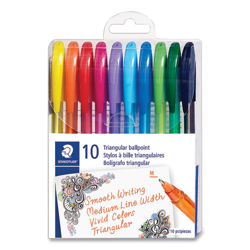 Staedtler® Triplus Ballpoint Pen, Stick, Medium 1 Mm, Assorted Ink And Barrel Colors, 10/Pack
