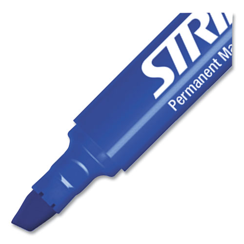 StrideMark Tank Permanent Marker, Broad Chisel Tip, Blue, 12/Pack
