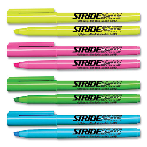 Image of Stride Stridebrite Stick Highlighters, Assorted Ink Colors, Chisel Tip, Assorted Barrel Colors, 24/Pack