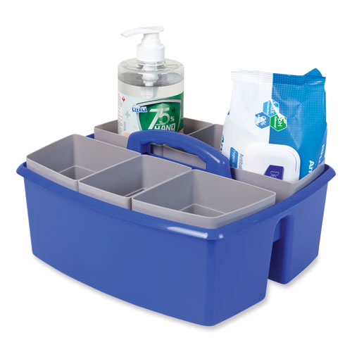 Image of Storex Large Caddy With Sorting Cups, Blue, 2/Carton