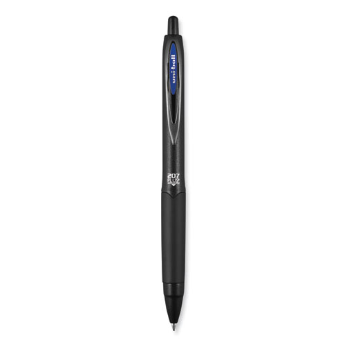 Image of Uniball® 207 Plus+ Gel Pen, Retractable, Medium 0.7 Mm, Blue Ink, Black Barrel, 4/Pack