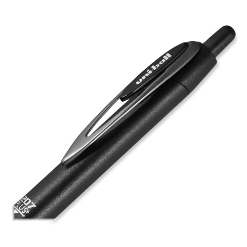 Image of Uniball® 207 Plus+ Gel Pen, Retractable, Medium 0.7 Mm, Black Ink, Black Barrel, 4/Pack