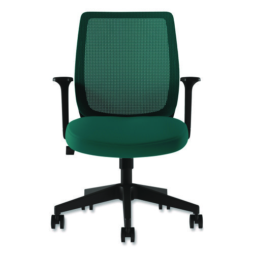 Essentials Mesh Back Fabric Task Chair with Arms, Supports Up to 275 lb, Teal Fabric Seat/Mesh Back, Black Base