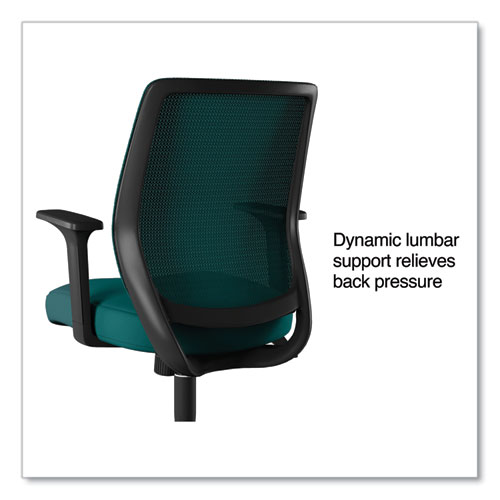 Essentials Mesh Back Fabric Task Chair with Arms, Supports Up to 275 lb, Teal Fabric Seat/Mesh Back, Black Base