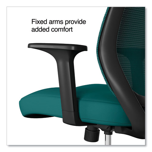 Essentials Mesh Back Fabric Task Chair with Arms, Supports Up to 275 lb, Teal Fabric Seat/Mesh Back, Black Base