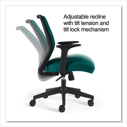 Essentials Mesh Back Fabric Task Chair with Arms, Supports Up to 275 lb, Teal Fabric Seat/Mesh Back, Black Base