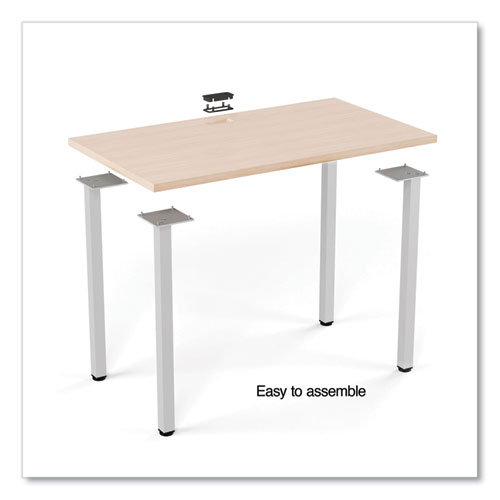 Image of Union & Scale™ Essentials Writing Table-Desk, 42" X 23.82" X 29.53", Natural Wood/Silver
