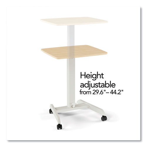 Essentials Sit-Stand Single-Column Mobile Workstation, 23.6" x 20.5" x 29.6" to 44.2", Natural Wood/Light Gray