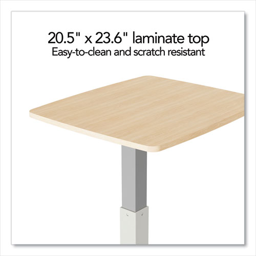 Essentials Sit-Stand Single-Column Mobile Workstation, 23.6" x 20.5" x 29.6" to 44.2", Natural Wood/Light Gray