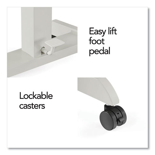 Essentials Sit-Stand Single-Column Mobile Workstation, 23.6" x 20.5" x 29.6" to 44.2", Natural Wood/Light Gray