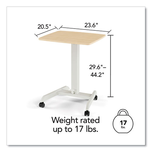 Essentials Sit-Stand Single-Column Mobile Workstation, 23.6" x 20.5" x 29.6" to 44.2", Natural Wood/Light Gray