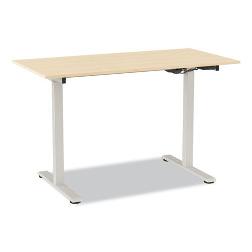 Image of Essentials Electric Sit-Stand Two-Column Workstation, 47.2" x 23.6" x 28.7" to 48.4", Natural Wood/Light Gray