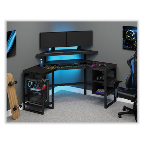 LevelUp Gear LEET Corner Gaming Desk, 53.25" x 51.75" x 36.75", Onyx