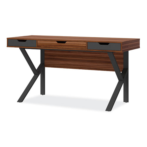 Image of Whalen® Stirling Table Desk, 59.75" X 23.75" X 31", Natural Walnut/Charcoal Gray