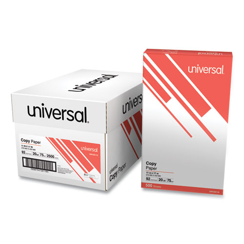 Image of Universal® Copy Paper, 92 Bright, 20 Lb Bond Weight, 11 X 17, White, 500 Sheets/Ream, 5 Reams/Carton