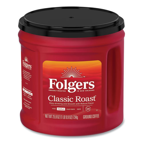 Folgers® Coffee, Classic Roast, Ground, 25.9 oz Canister, 6/Carton