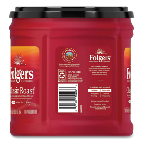 Image of Folgers® Coffee, Classic Roast, Ground, 25.9 Oz Canister, 6/Carton