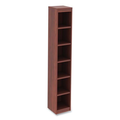 Alera® Alera Valencia Series Narrow Profile Bookcase, Six-Shelf, 11.81w x 11.81d x 71.73h, Medium Cherry